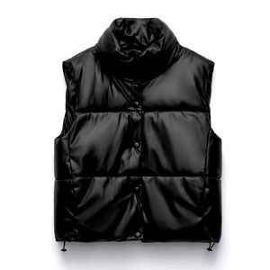 Faux Leather Puffer Vest